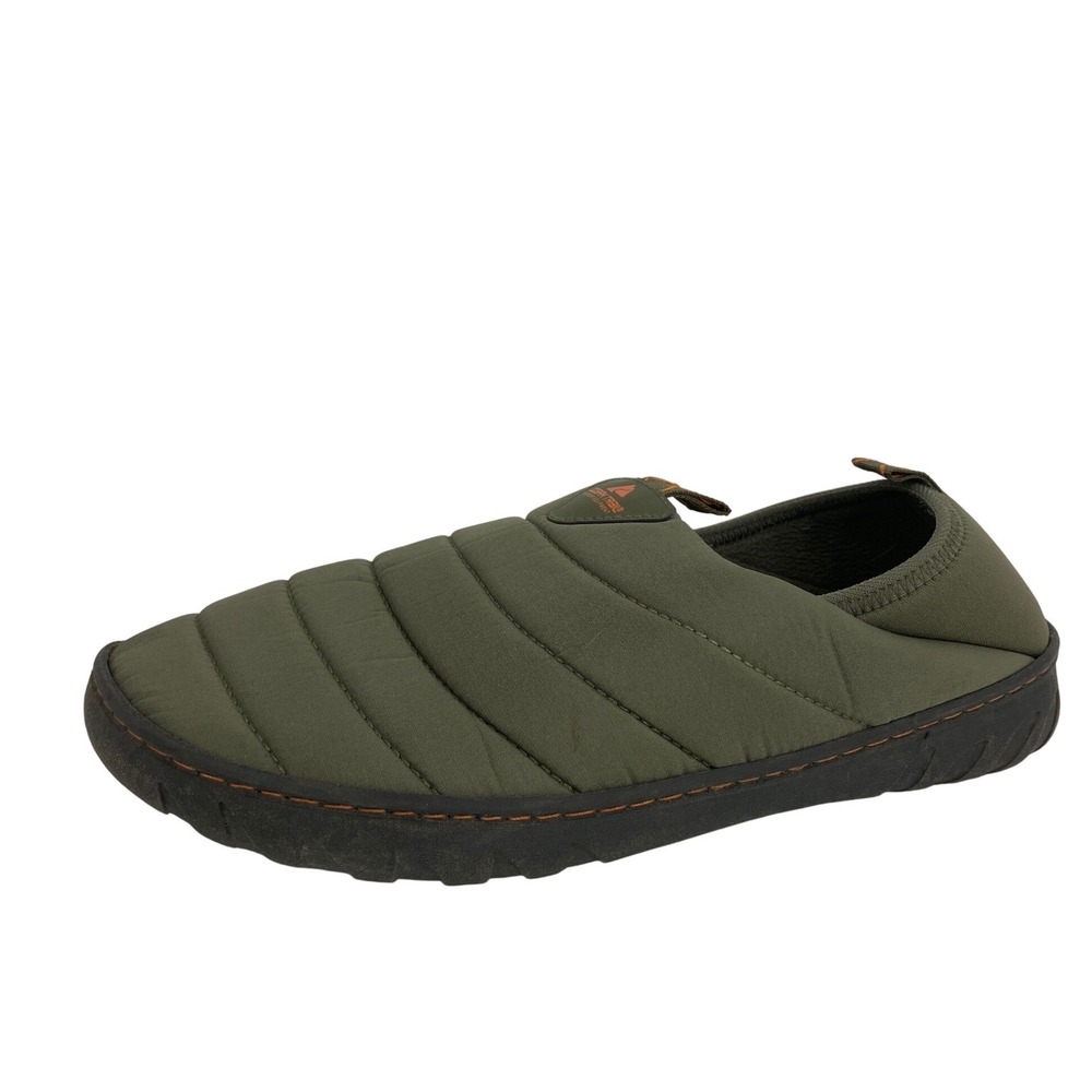 Ozark Trail Puffer Slippers Men 7 Olive Green Excellent Quilted Memory Foam
